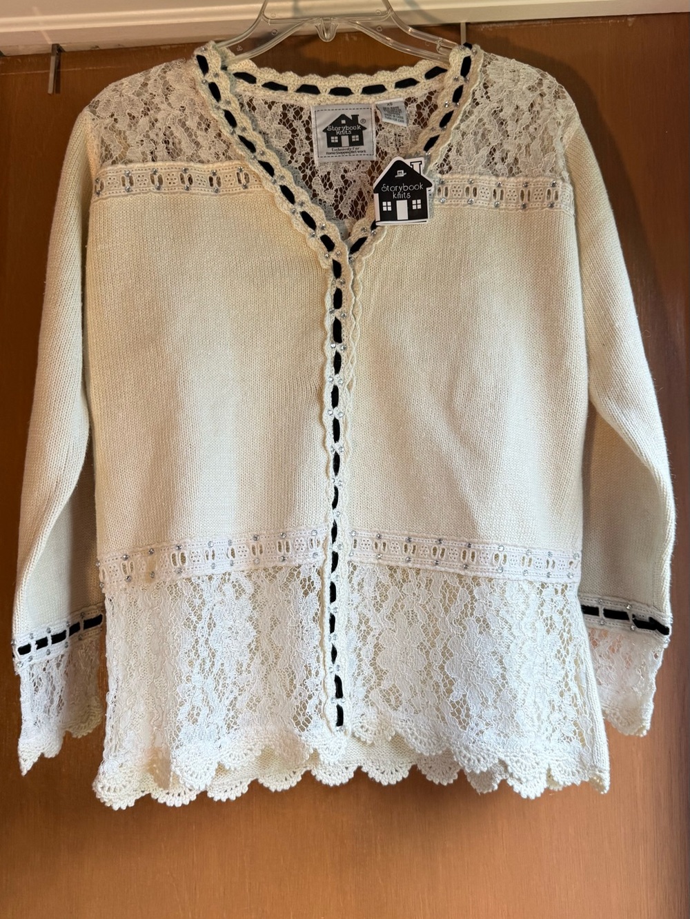 Storybook Knits NWT XS Limited Edition Lace Rhinestone Cardigan